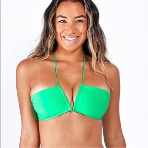 Skatie Bright Green Bandeau Bikini Top